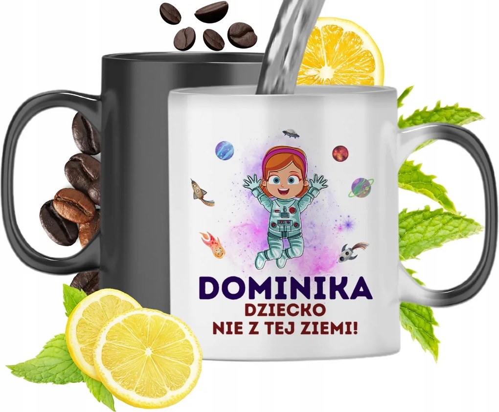 Mágikus bögre Dominikának Fekete matt nyomott mintával 330ml