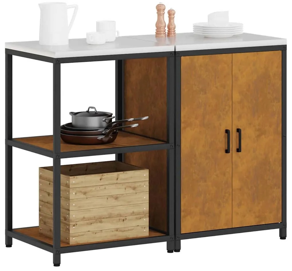 Konyhai Tároló Készlet polcokkal 2 pcs Rozsdás 120 x 50 x 92 cm