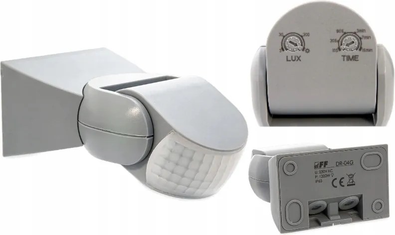 Mozgásérzékelő Falra Szerelhető Kültéri F&amp;f DR-04G Szürke IP65