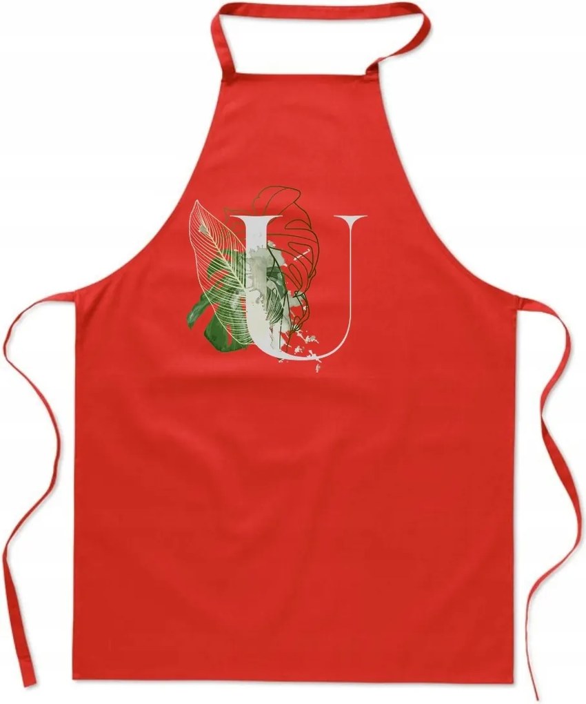 Konyhai Kötény Nyomtatott piros U Betűvel Kaptár monogram FA_390_cw