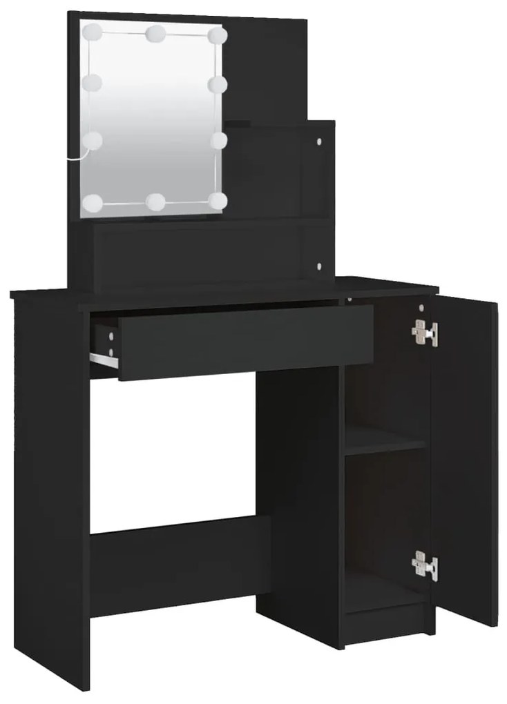 fekete LED.es fésülködőasztal 86,5 x 35 x 136 cm
