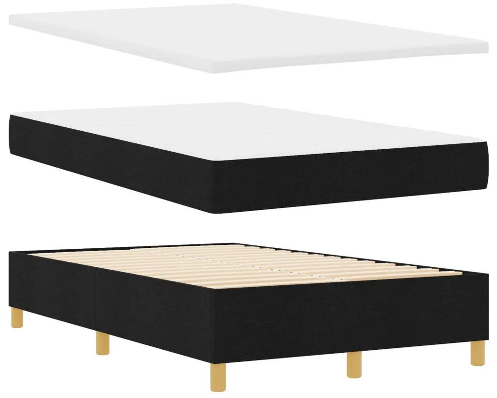 Box Spring Ágy Matrac &amp; Pad Fekete 120x190 cm Szövet