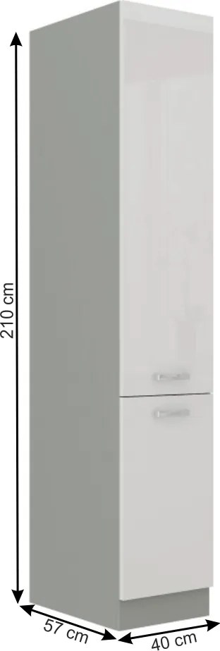Magas élelmiszer szekrény, fehér magasfényű, PRADO 40 DK-210 2F
