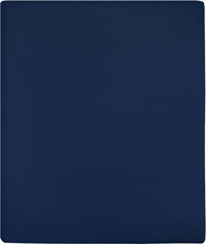 vidaXL tengerészkék pamutdzsörzé gumis lepedő 90x200 cm