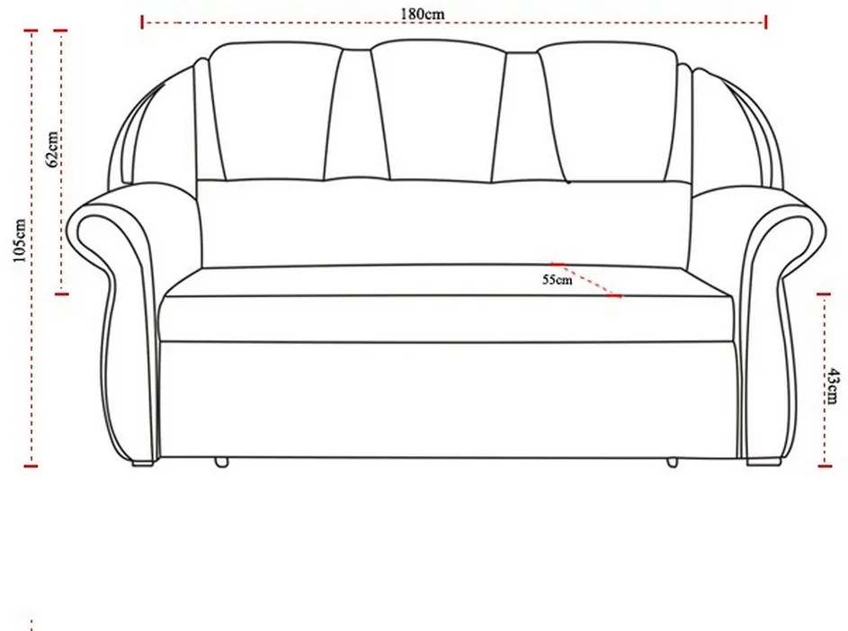 QUEEN 3 kanapé, 180x105x55 cm, soft 033 beige