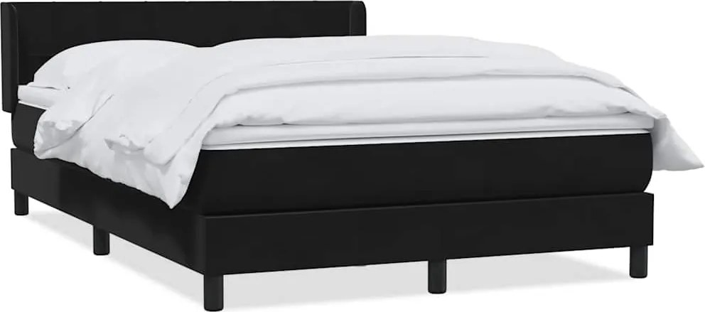 vidaXL fekete bársony rugós ágy matraccal 160x210 cm