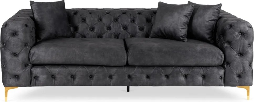 Sofa SORRENTO 3S Trzyosobowa Czarna Welurowa
