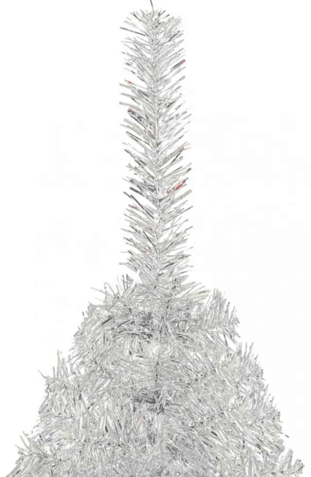 ezüstszínű PET fél műkarácsonyfa állvánnyal 150 cm