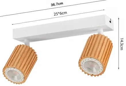 Brilagi - Spotlámpa MODERN WOOD 2xGU10/8W/230V kaucsukfa/fehér