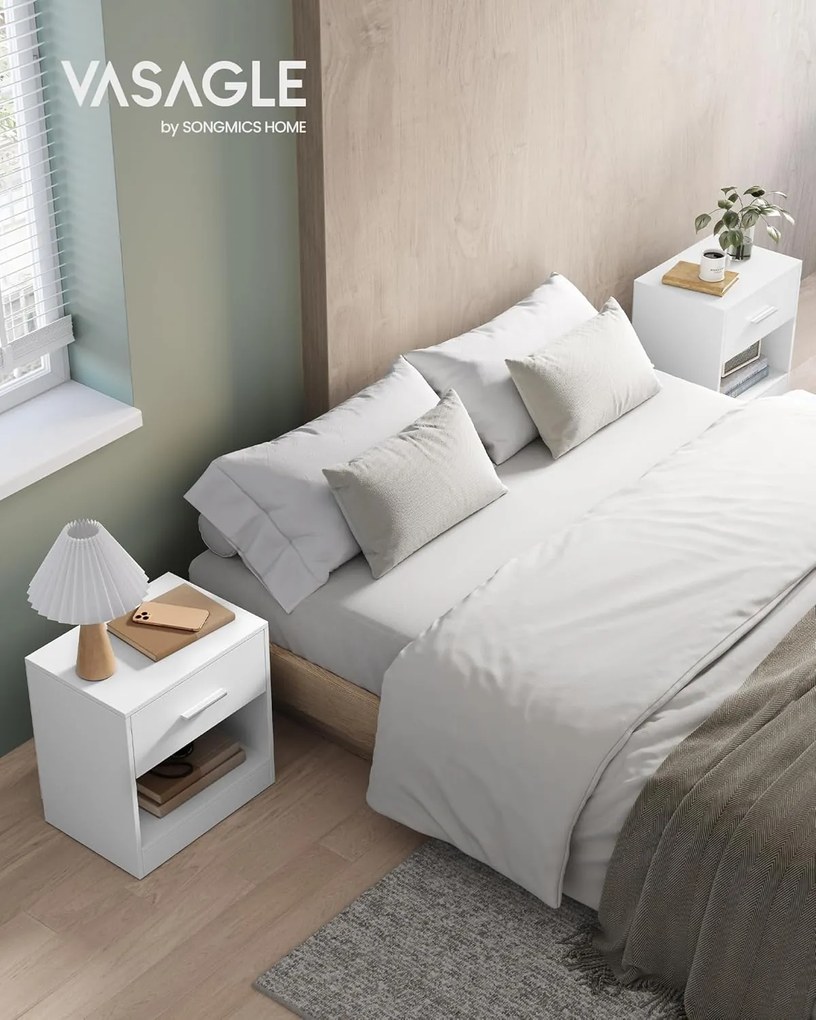 Éjjeliszekrény, 2 darabos szett, fiókkal 28 x 39 x 41 cm fehér