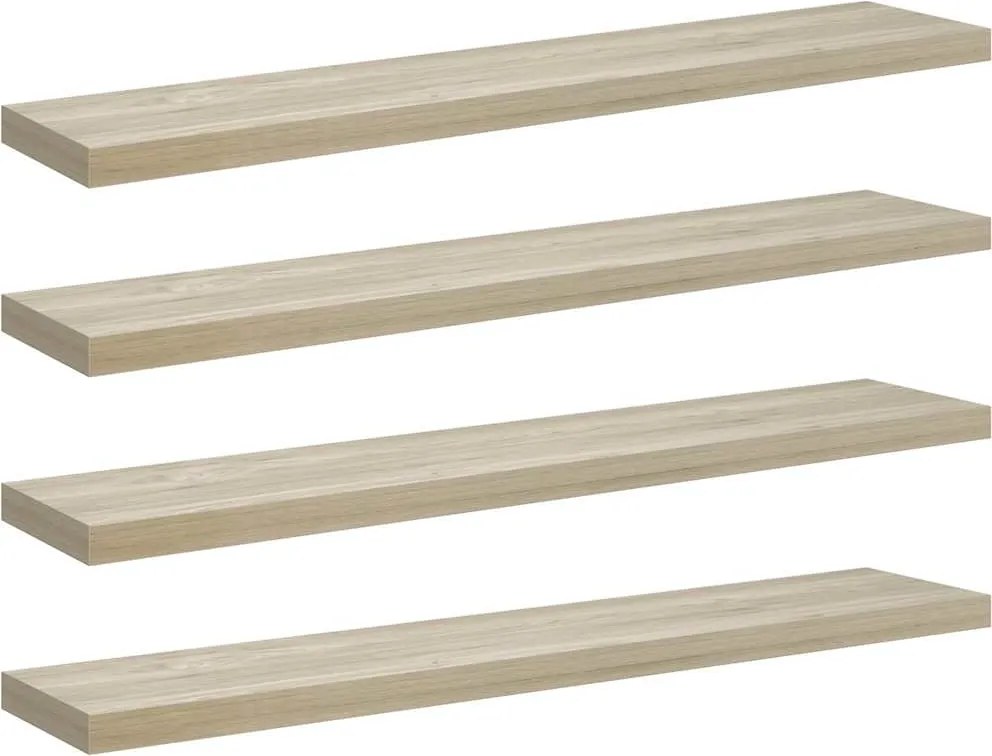 vidaXL 4 db tölgyszínű MDF lebegő fali polc 120 x 23,5 x 3,8 cm