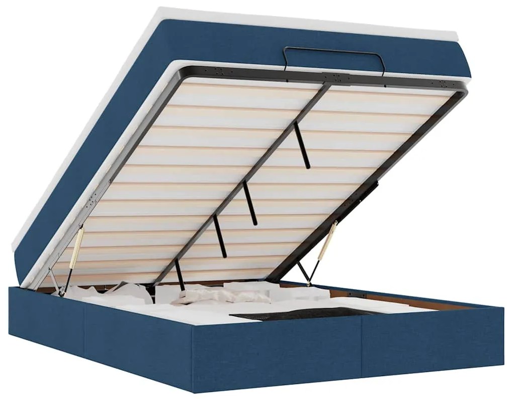 Ottomán ágykeret matraccal Kék 140x190cm anyaggal