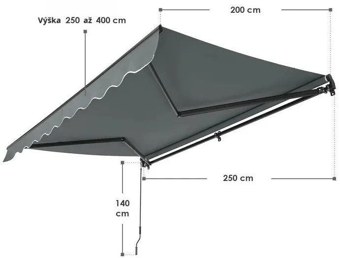 Juskys Napellenző 250 cm - szürke