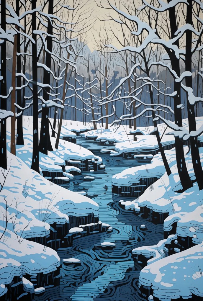 Poszter 61x90,5cm Folyó a téli időszakban