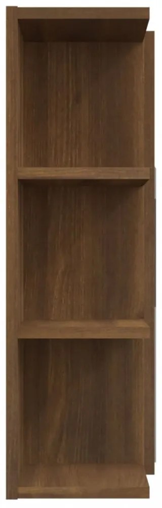 barna tölgyszínű szerelt fa tükrös szekrény 80 x 20,5 x 64 cm