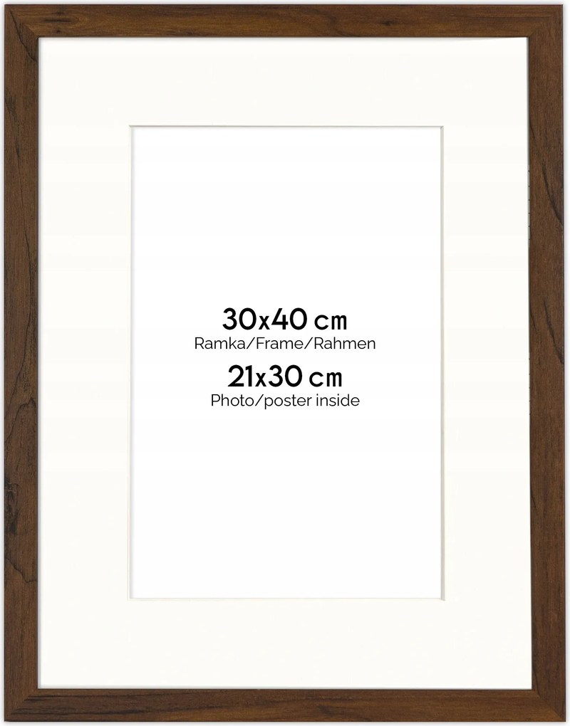 Barna képkeret 30x40 cm passe partout (21x30 cm)