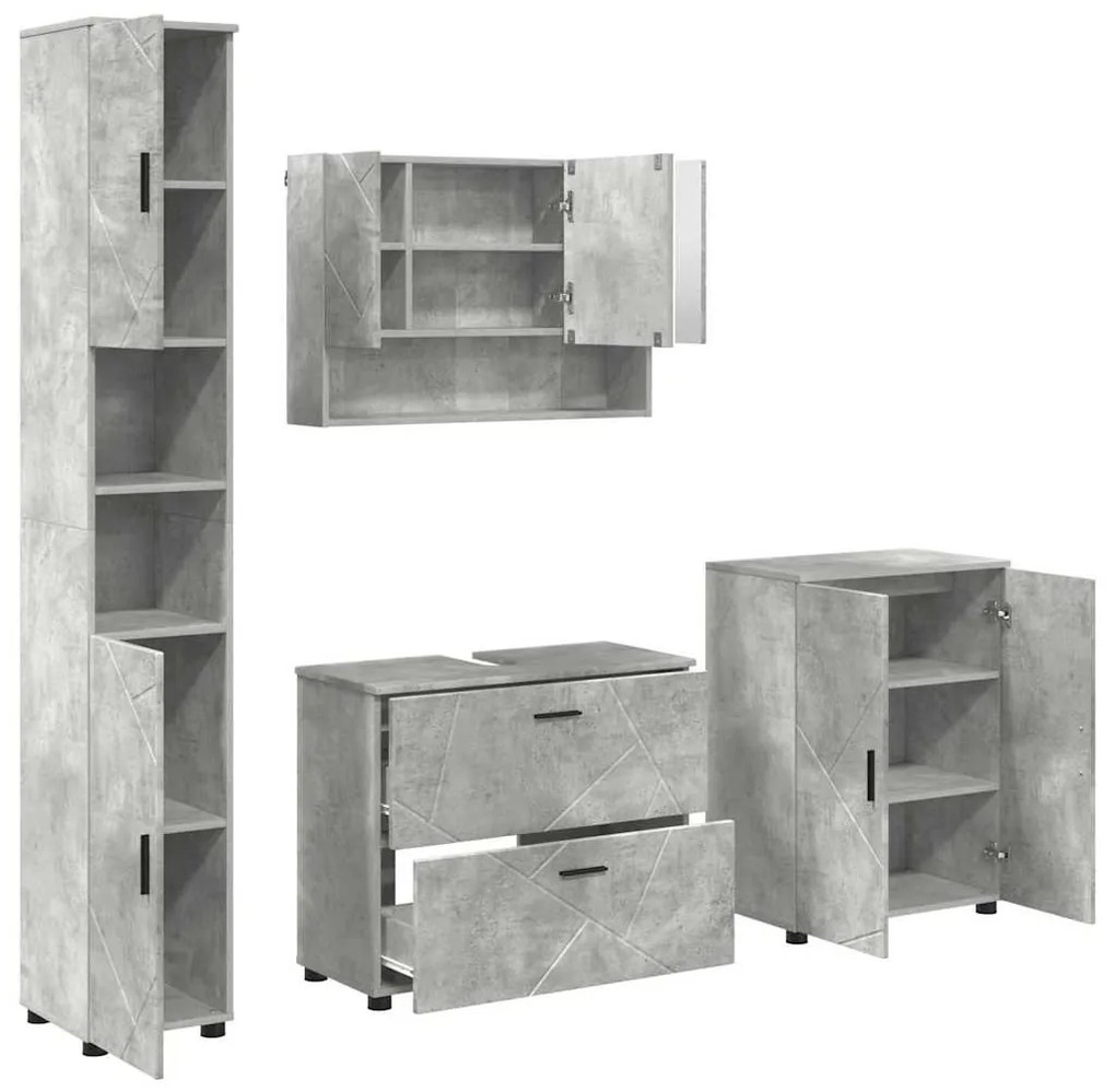 Fürdőszoba bútor szett 4 pcs Beton szürke 30 x 35 x 192 cm