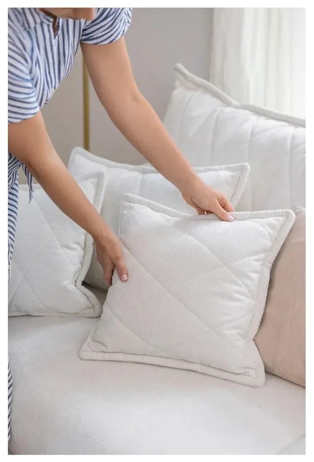 Fehér kordbársony kinyitható-tárolóhelyes kanapé 215 cm Bjork – Bonami Selection