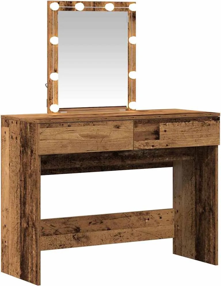 vidaXL Öltözködőasztal fiókkal Öreg fa 100 x 40 x 130 cm Faanyag