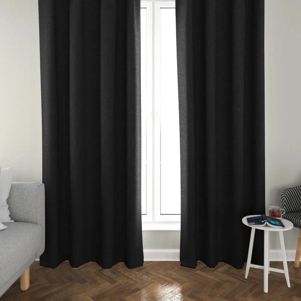 OXFORD fekete függöny 140x250 cm Felfüggesztés: Hullámos sínszalag