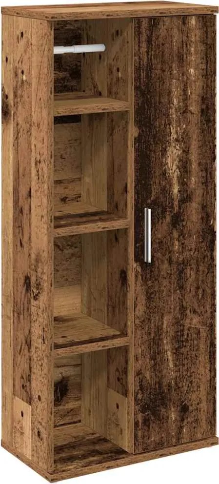 vidaXL antik fa színű fürdőszobaszekrény tekercstartóval 39x22x90 cm