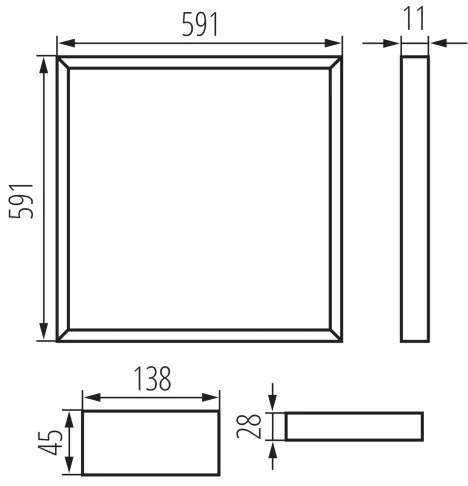 Kanlux 26779 - LED Beépített keret AVAR LED/32W/230V 3000/4000/6500K 59x59 cm