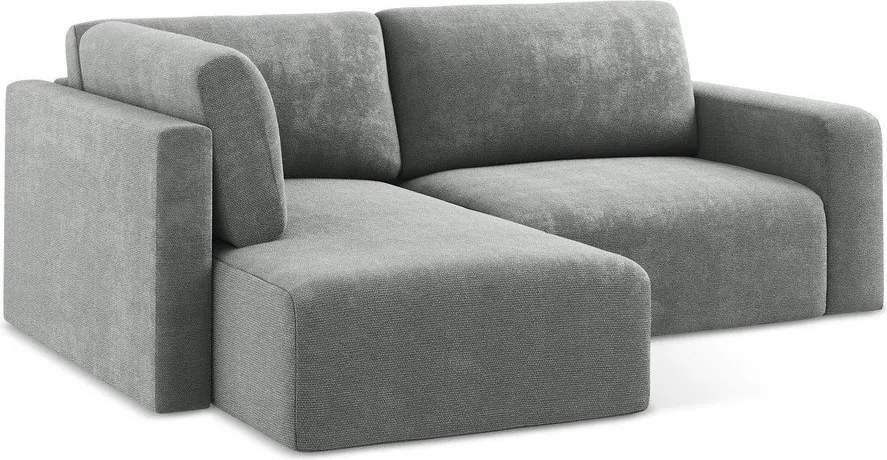 Szürke zsenília kinyitható-tárolóhelyes sarokkanapé (bal oldali-L alakú) Kona – Makamii