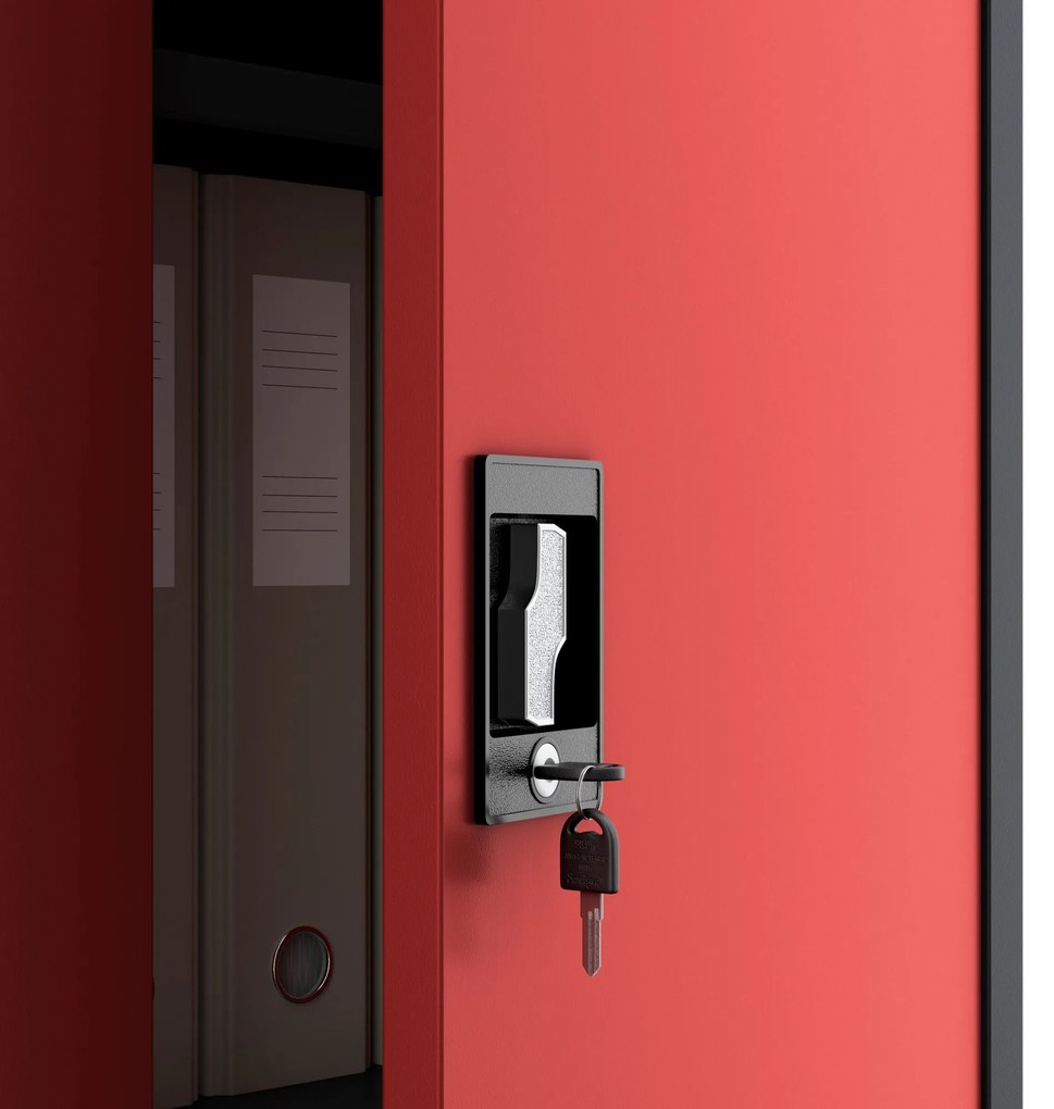 Fém iratszekrény JAN II, 1150 x 185 x 400 mm, antracit-piros