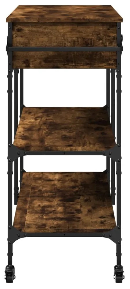 füstös tölgy színű szerelt fa zsúrkocsi 105 x 42 x 95 cm