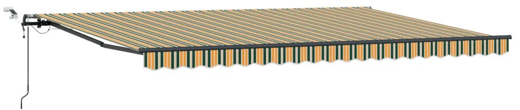 Automatikus Behúzható Napellenző LED-del Zöld és Sárga 500x300 cm