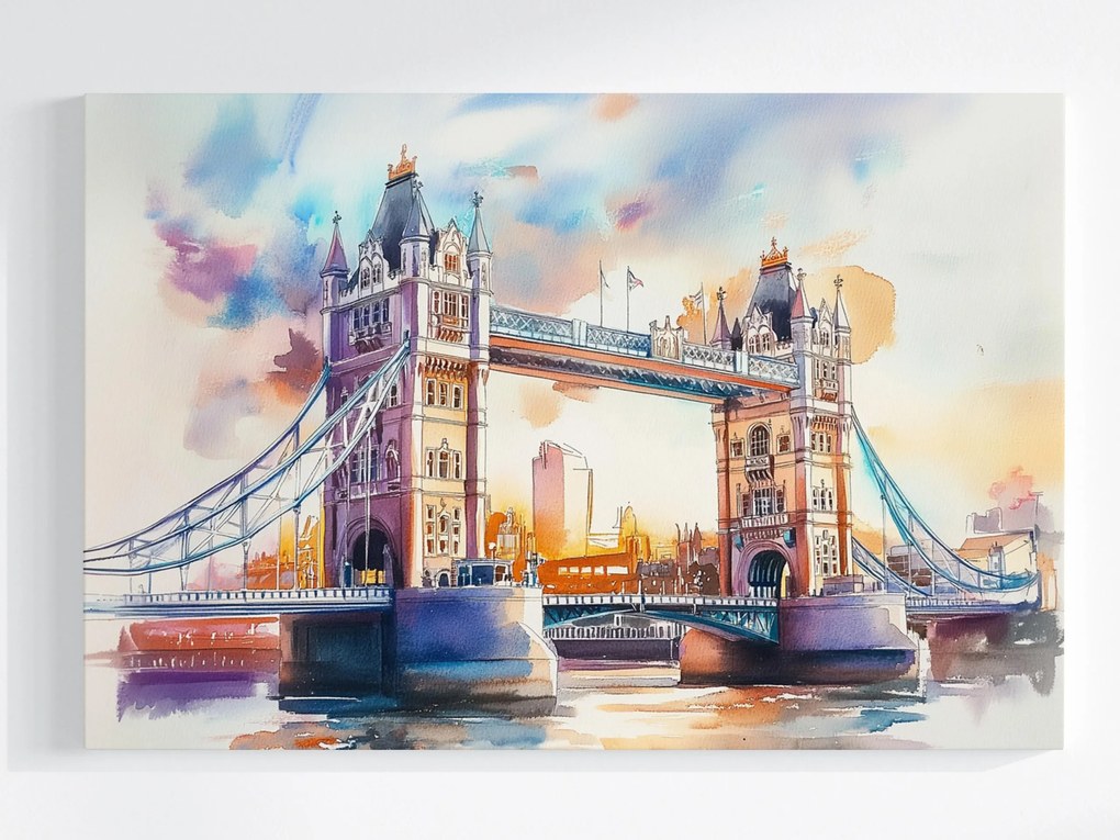 Vászonkép Canvas Akvarell London Híd Temze Tower Bridge 120x80