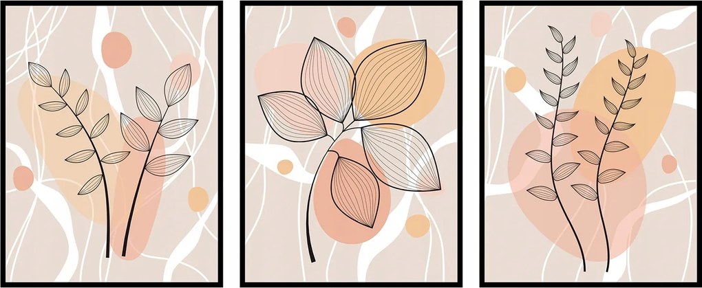 Poszter triptichon absztrakt grafika szett- 13x18cm