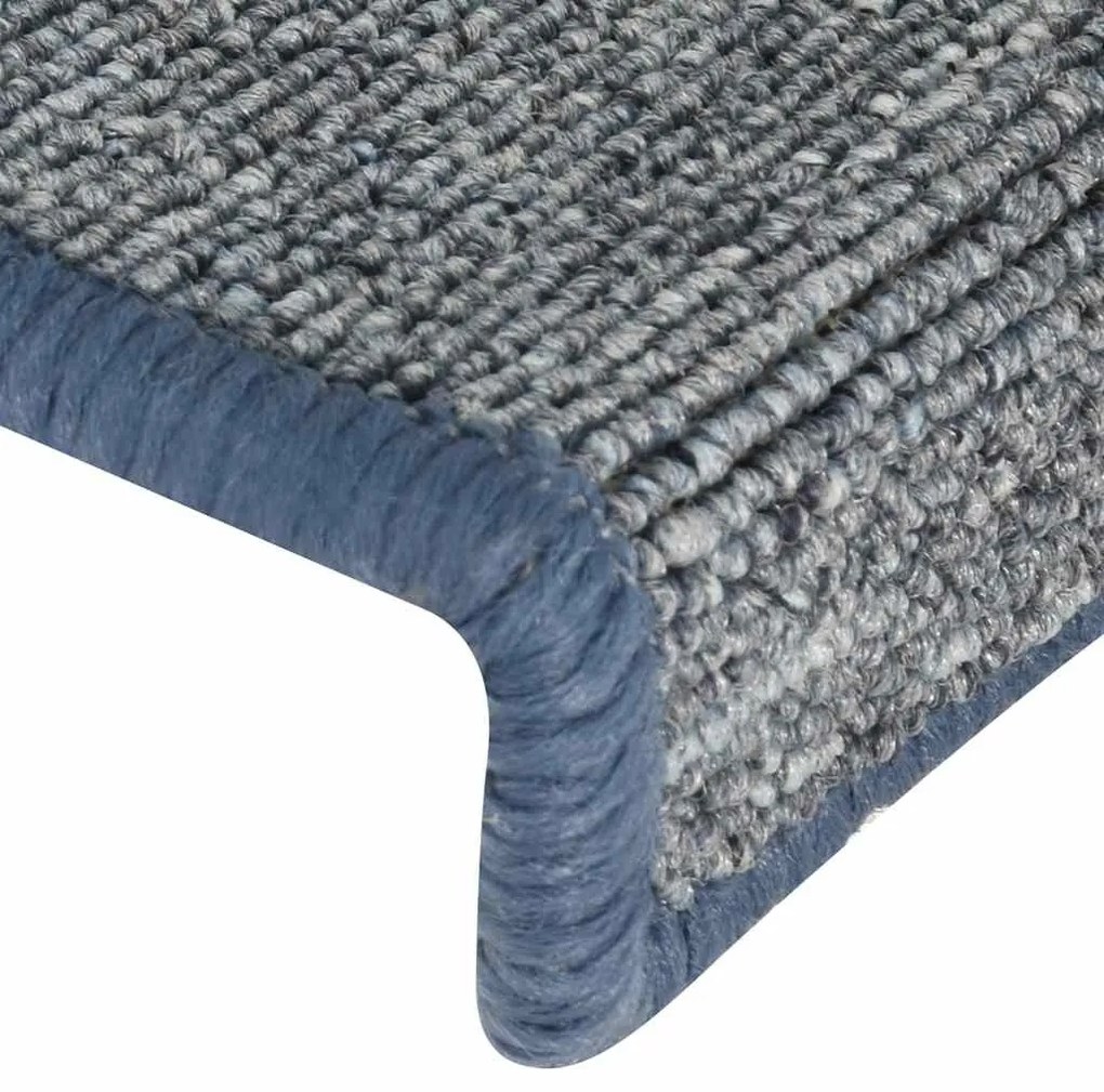 30 db világosszürke és kék lépcsőszőnyeg, téglalap alakú széllel, 65 x 21 x 4 cm