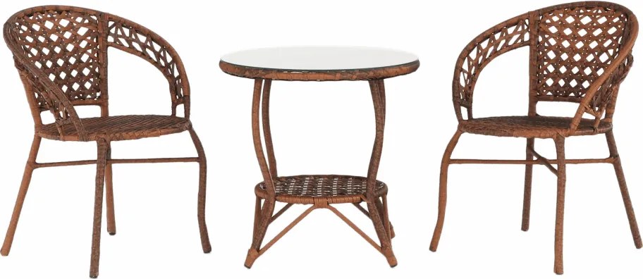 Kerti rattanszett 1+2, barna, JARUB