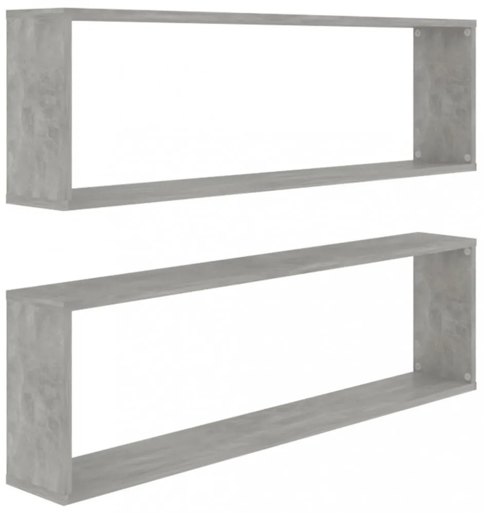 2 db betonszürke szerelt fa fali polc 100 x 15 x 30 cm
