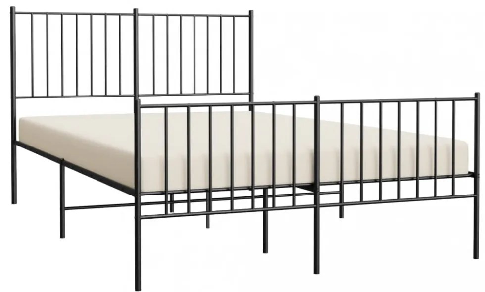 fekete fém ágykeret fej- és lábtámlával 120 x 200 cm