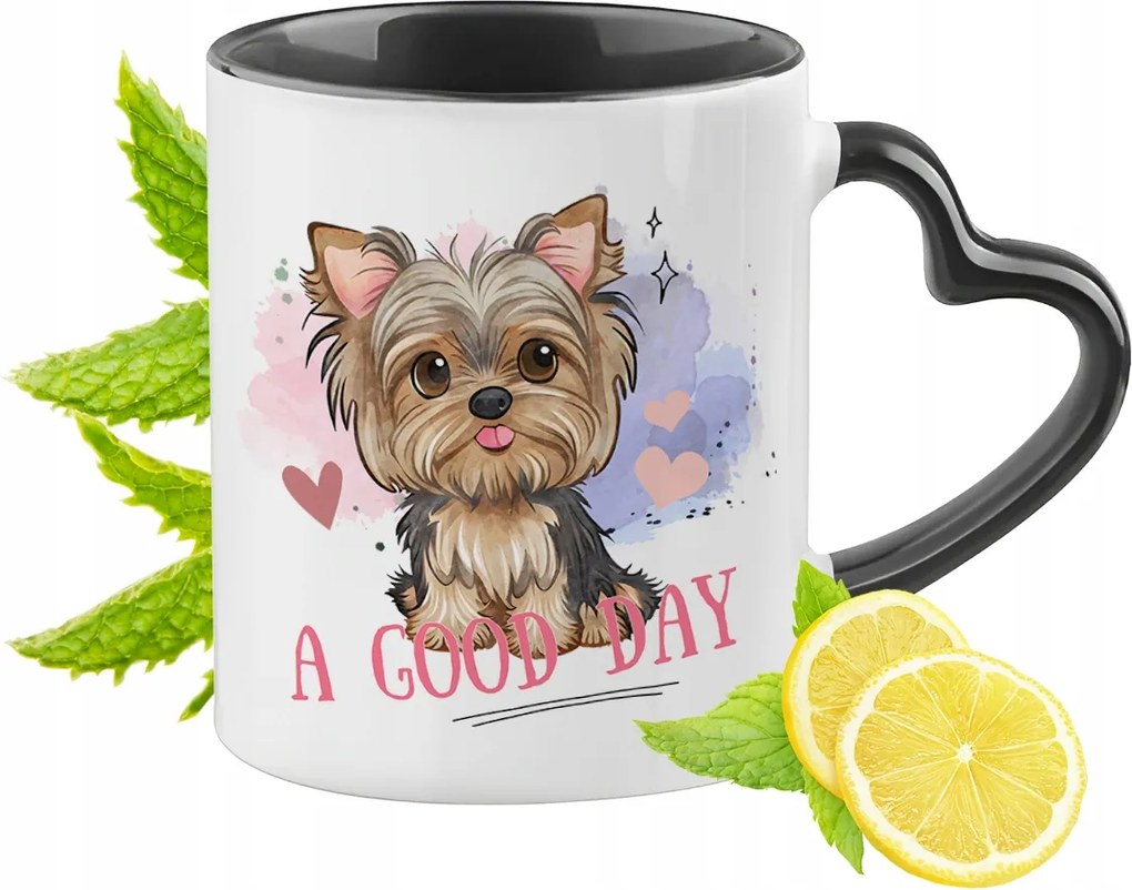 Kutya Bögre Fekete Szív Alakú Füllel Ajándék