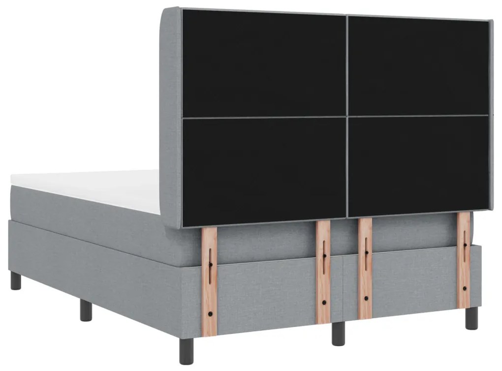Boxspring Ágy Matrac és LED Fény Szürke 140x200 cm Szövet