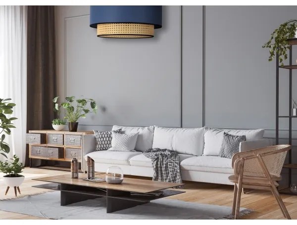 Duolla - Mennyezeti lámpa BOHO 1xE27/15W/230V átm. 45 cm kék/rattan