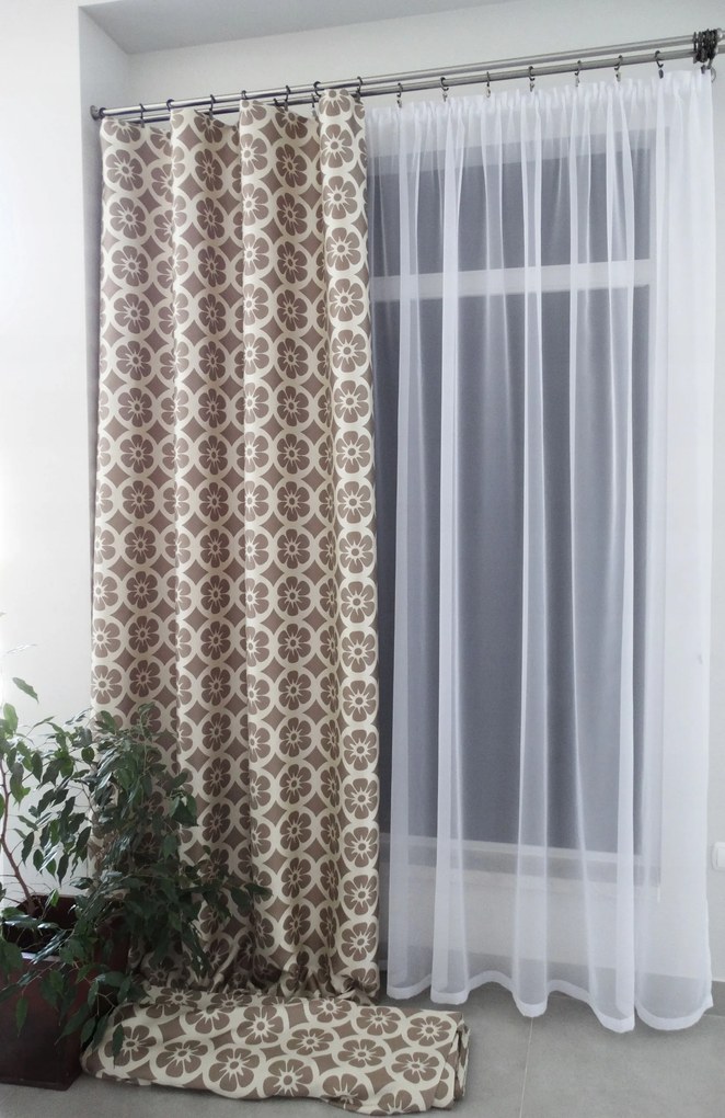 Mg Tk függöny Violet Bézs 170cm Virágos pol