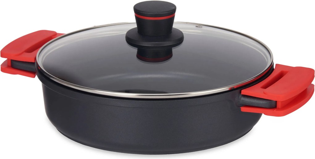 Fazék Fedővel Alumínium Kerek Fekete 28 CM Tapadásmentes Bevonat