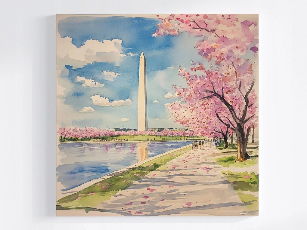 Canvas Vászonkép Washington Város Usa Obeliszk Emlékmű Tavasz 80x80
