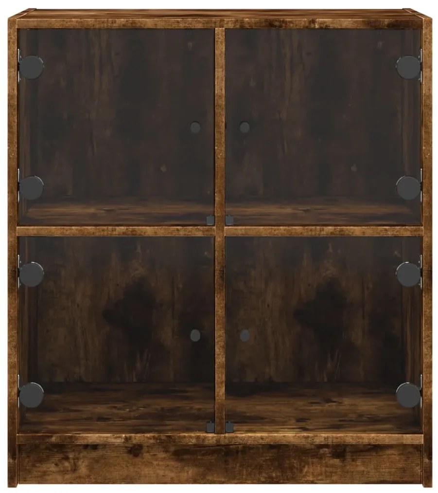 füstös tölgy színű kisszekrény üvegajtókkal 68 x 37 x 75,5 cm