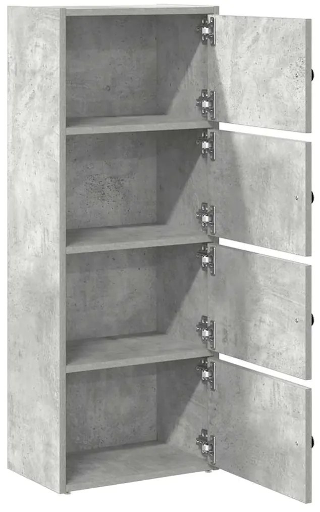 betonszürke szerelt fa könyvespolc 40x24x102 cm