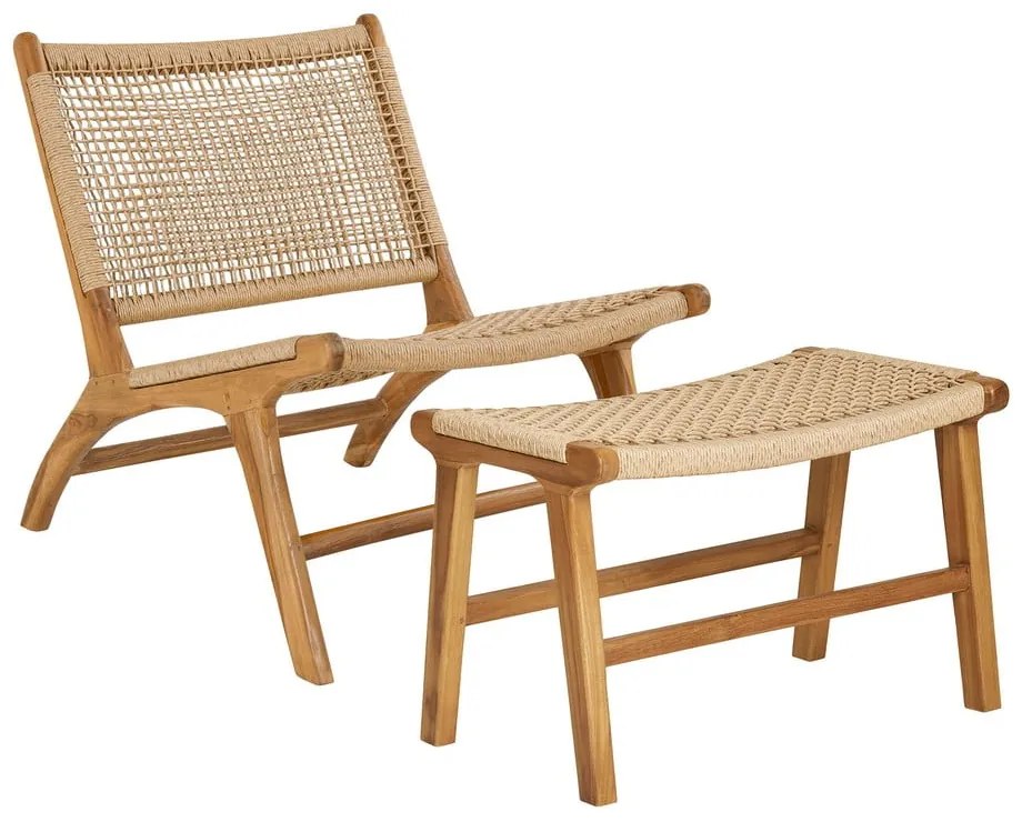 Natúr színű szőtt fotel lábtartóval Derby – House Nordic