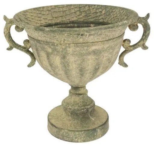 antik zöld színű bádog kehely 23,5x23 cm