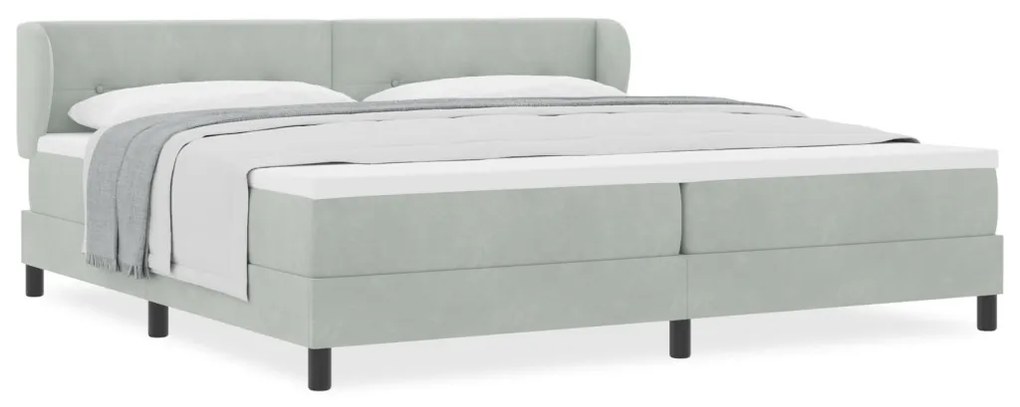 Box Spring Ágy Matraccal Világosszürke 200x200 cm Bársony