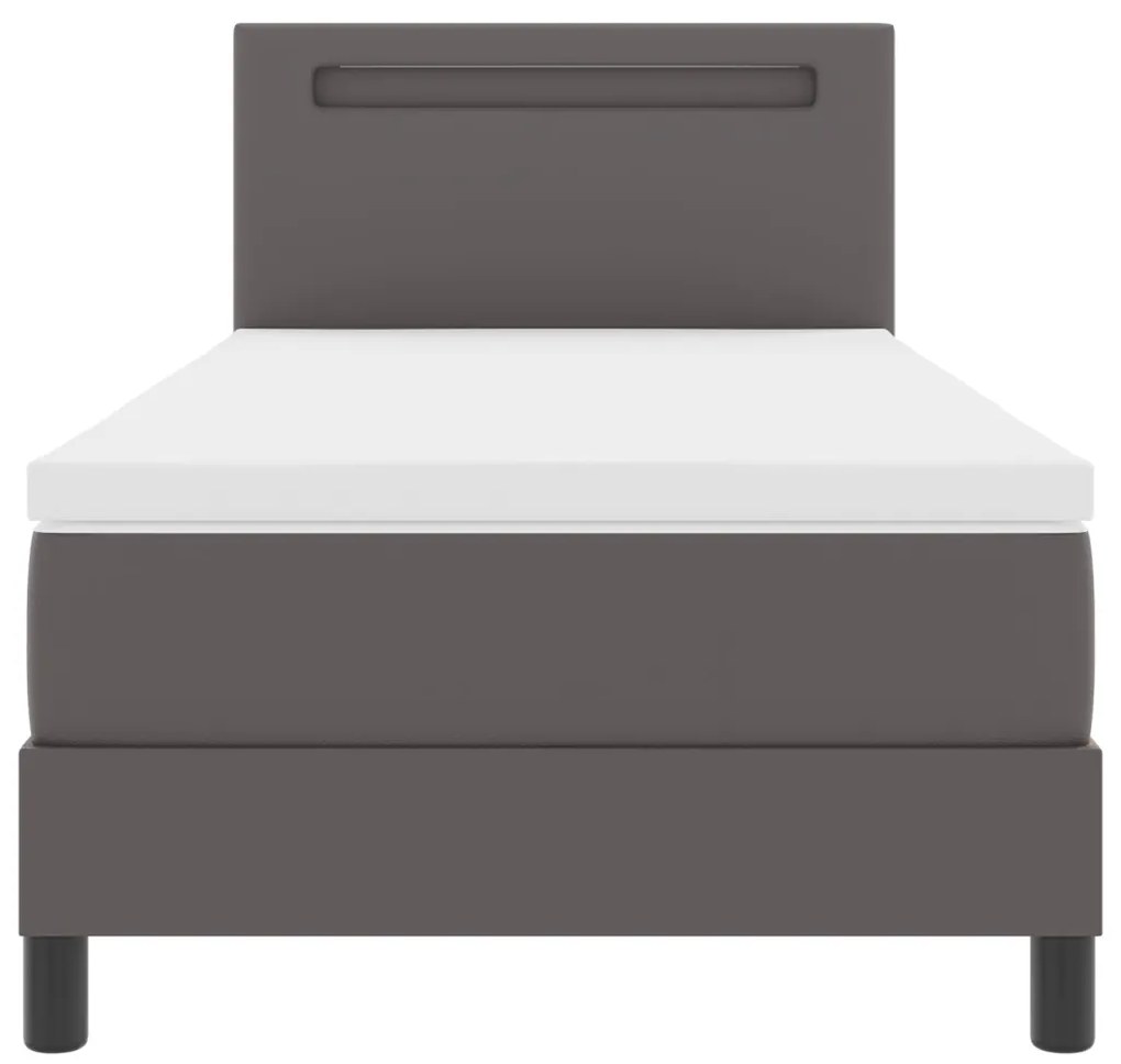 Boxspring ágy matracszal szürkében, 100 x 200 cm, műbőr