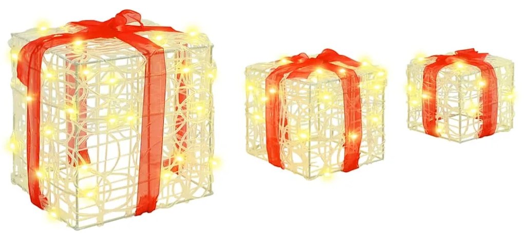 Ajándékdoboz 60 LED-del 3 pcs Meleg fehér 20 x 20 x 20 cm Akril