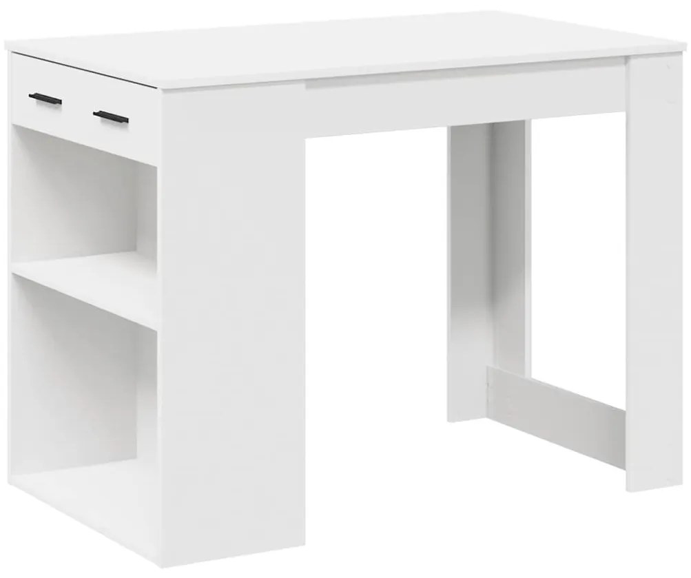 íróasztal fiókkal és polccal fehér 102x62x77,5 cm gépelt fa